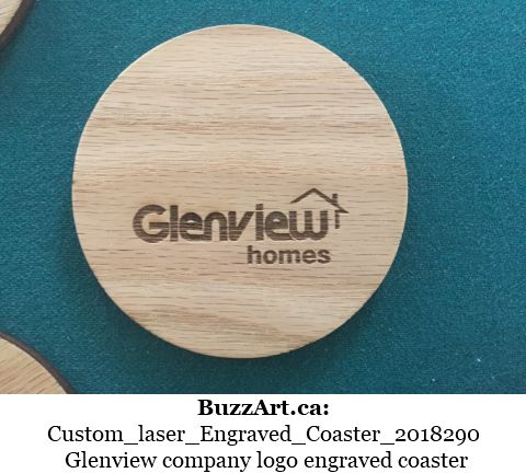 Glenview company logo engraved coaster